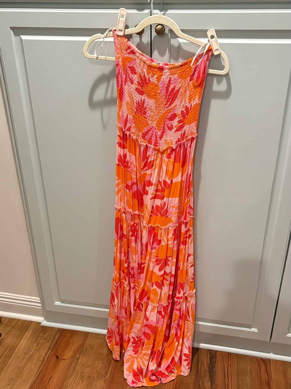 Vibrant Pink & Orange Floral Maxi Dress